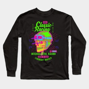 Bike Rider Retro Skull Neon Long Sleeve T-Shirt